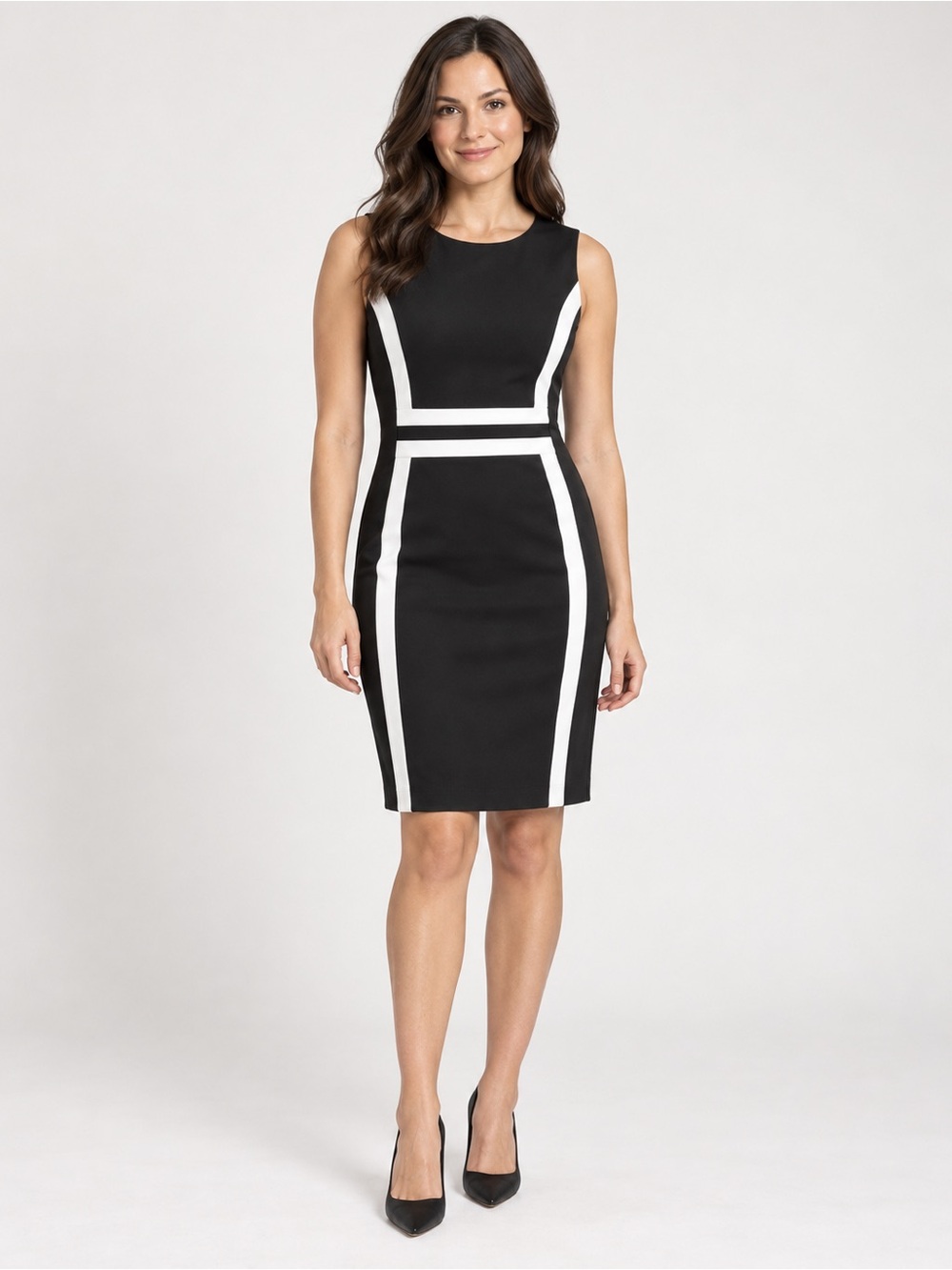 Calvin Klein Black & White Colorblock Sheath Dress Size 6
